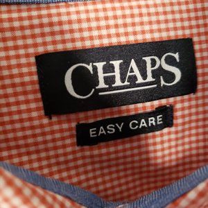 Men's Chaps Long Sleeve Shirt 2XL Tall  Orange Checked